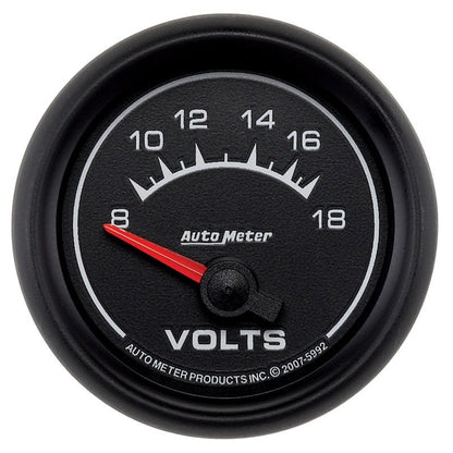 Autometer Euro-Style 2-1/16in 8-18V Short Sweep Electronic Voltmeter Gauge AutoMeter Gauges