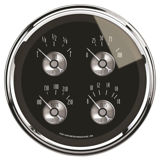 AutoMeter Gauge Quad 5in. 0 Ohm(e) to 90 Ohm(f) Elec Prestige Blk. Diamond AutoMeter Gauges