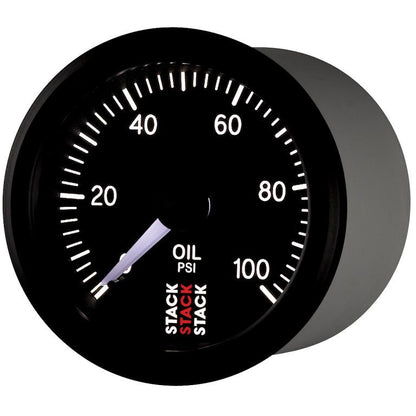 Autometer Stack 52mm 0-100 PSI 1/8in NPTF (M) Mechanical Oil Pressure Gauge - Black AutoMeter Gauges