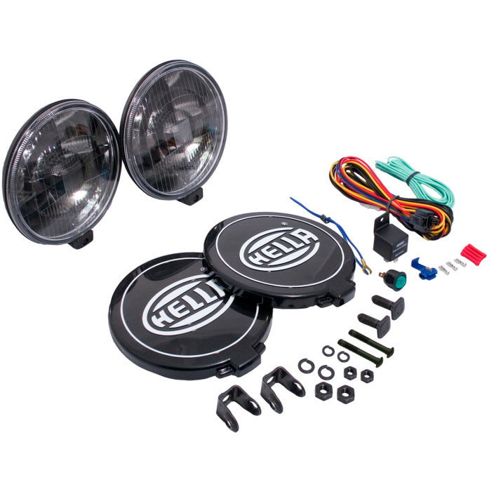 Hella 500 Series 12V Black Magic Halogen Driving Lamp Kit Hella Fog Lights