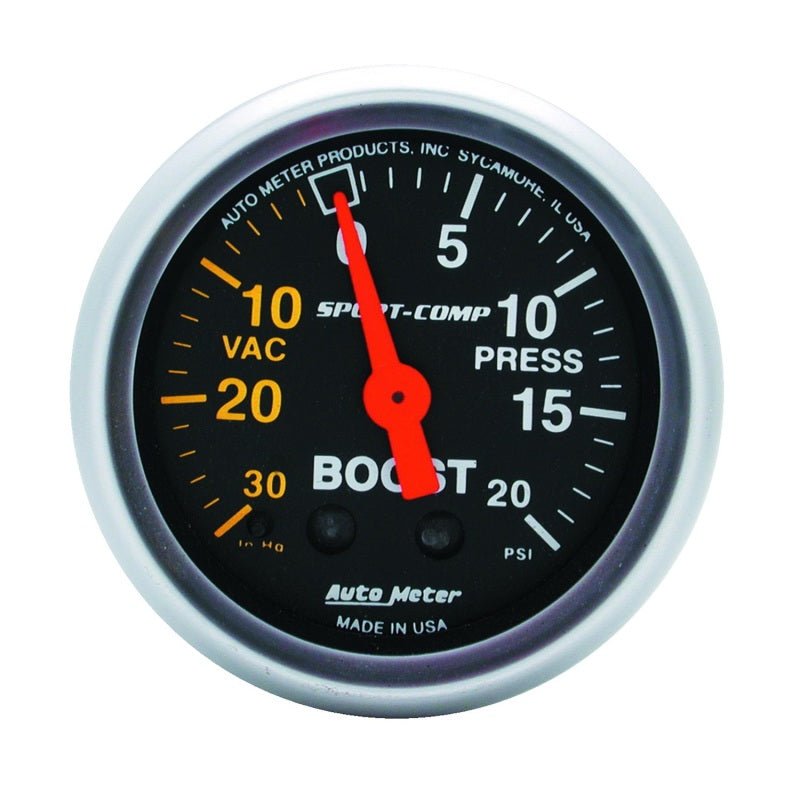 Autometer Sport-Comp 52mm 20 PSI Mechanical Boost Gauge AutoMeter Gauges