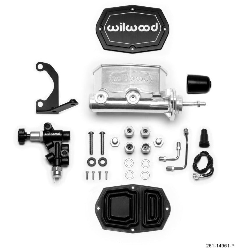 Wilwood Compact Tandem M/C - 7/8in Bore - w/Bracket and Valve (Pushrod) - Ball Burnished Wilwood Brake Master Cylinder