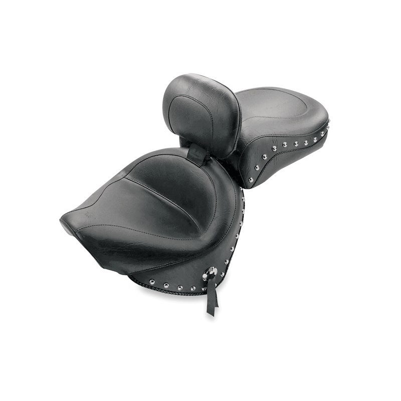 Mustang 00-11 Yamaha V-Star 1100 Classic,02-11 V-Star 1100 Silverado Touring 2PC Seat w/Studs- Black