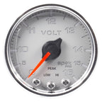 Autometer Spek-Pro Gauge Voltmeter 2 1/16in 16V Stepper Motor W/Peak & Warn Slvr/Chrm AutoMeter Gauges