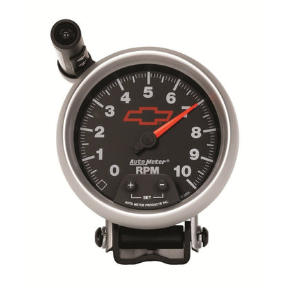 Autometer GM Red Bowtie Black 3-3/4in 0-10000 RPM Pedestal Mount Tachometer Quick-Lite AutoMeter Gauges