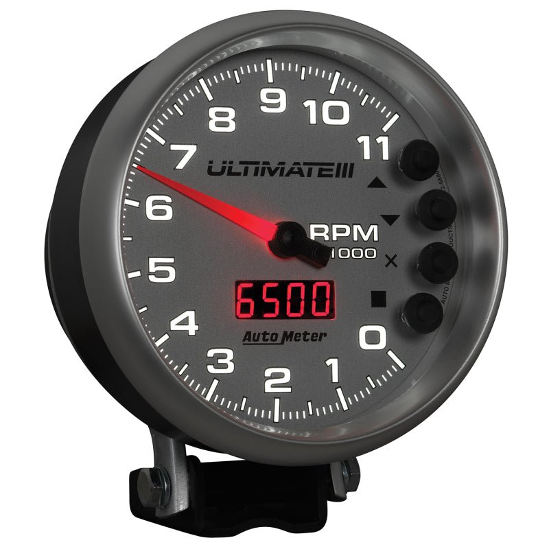 Autometer 5 inch Ultimate III Playback Tachometer 11000 RPM - Silver AutoMeter Performance Monitors