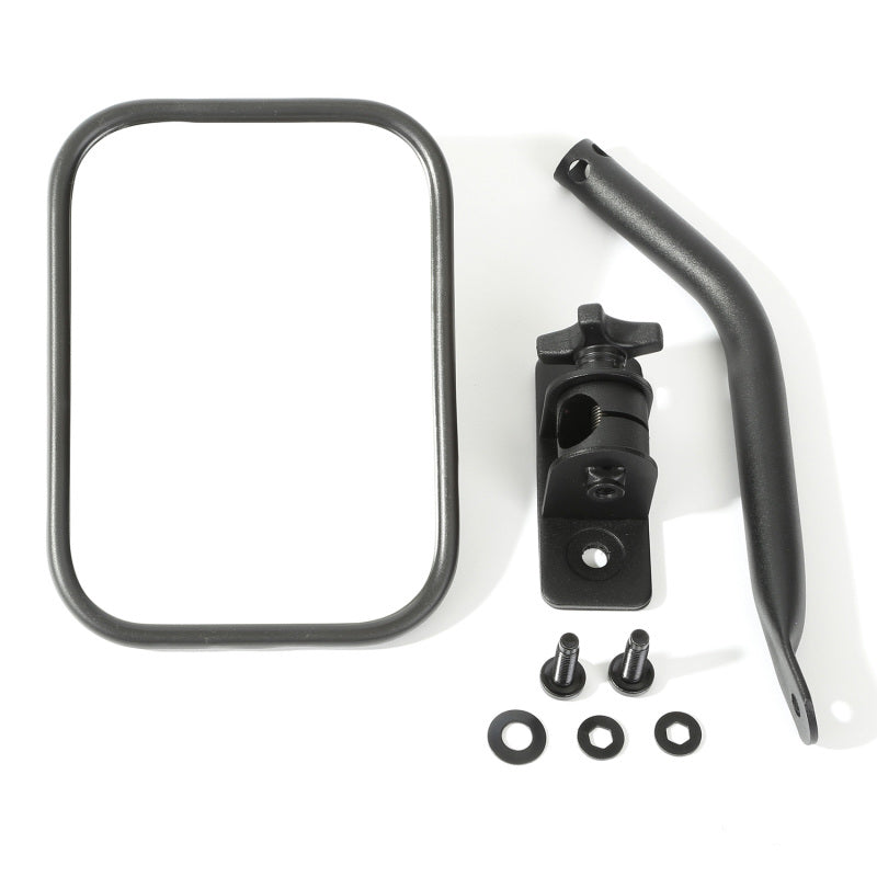 Rugged Ridge 97-18 Jeep Wrangler Textured Black Rectangluar Quick Release Mirror Rugged Ridge Exterior Trim