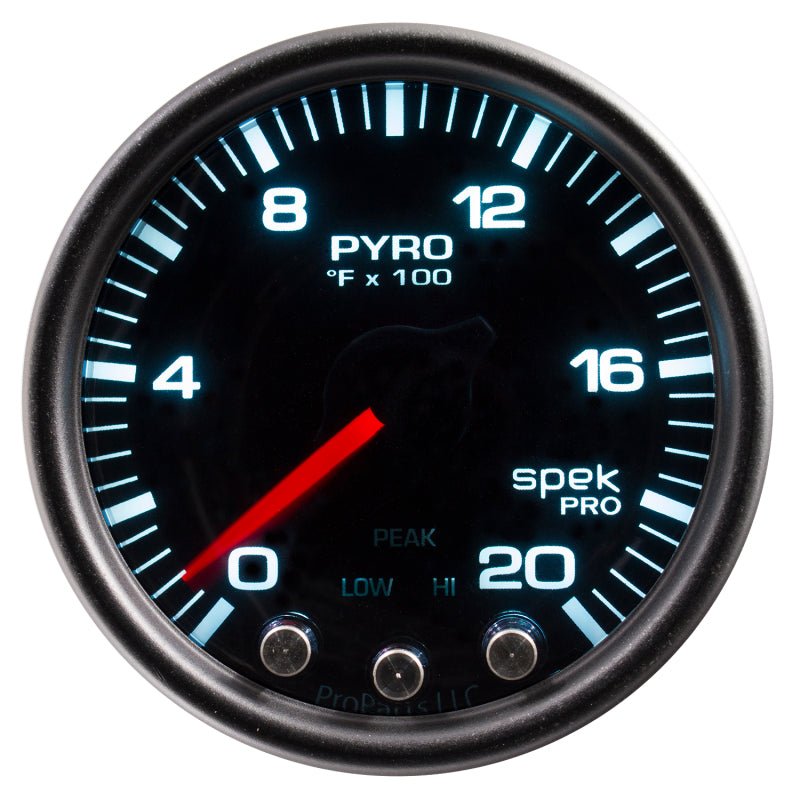 Autometer Spek-Pro Gauge Pyro. (Egt) 2 1/16in 2000f Stepper Motor W/Peak & Warn Blk/Smoke/Blk AutoMeter Gauges