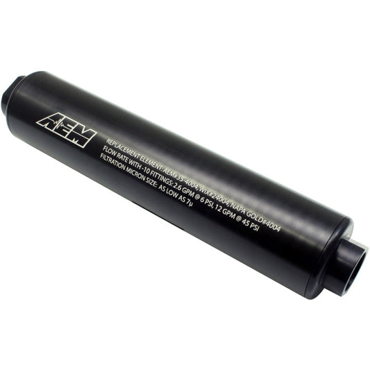 AEM Universal High Flow -10 AN Inline Black Fuel Filter AEM Fuel Filters