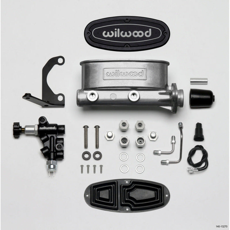 Wilwood HV Tandem M/C Kit w L/H Bracket & Prop Valve - 1 1/8in Bore Wilwood Brake Master Cylinder