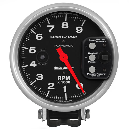 Autometer Sport-Comp 5 inch 9000 RPM Pedestal Mount Tachometer w/ RPM Playback AutoMeter Gauges