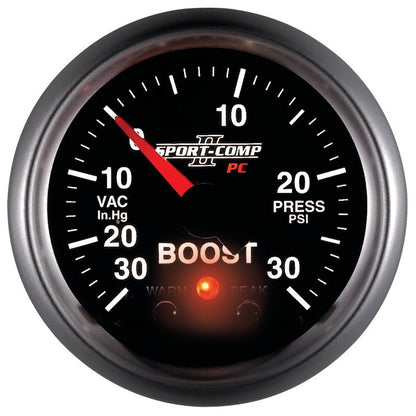 Autometer Sport-Comp II 52mm 30 IN HG / 30 PSI Electronic Boost/Vacuum Gauge AutoMeter Gauges