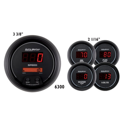 AutoMeter Gauge Kit 5 Pc. 3-3/8in. & 2-1/16in. Elec Speedo Digital Black Dial W/ Red Led AutoMeter Gauges