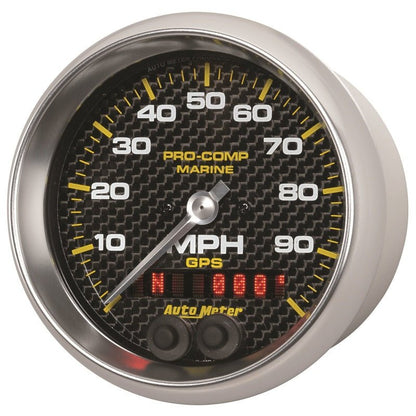 Autometer Marine Carbon Fiber 3-3/8in 100MPH GPS Speedometer Gauge AutoMeter Gauges
