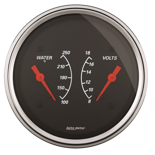 AutoMeter Gauge Dual Wtmp & Volt 3-3/8in. 250 Deg. F & 18V Elec Designer Black AutoMeter Gauges