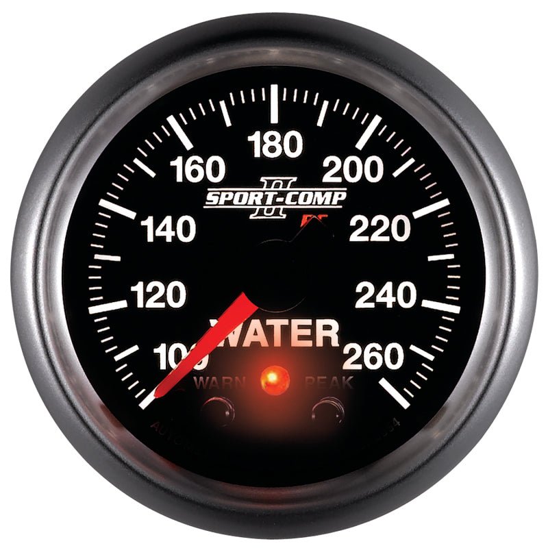 Autometer Sport-Comp II 52.4mm 100-260 Deg F Water Temp Peak & Warn w/ Electronic Control Gauge AutoMeter Gauges