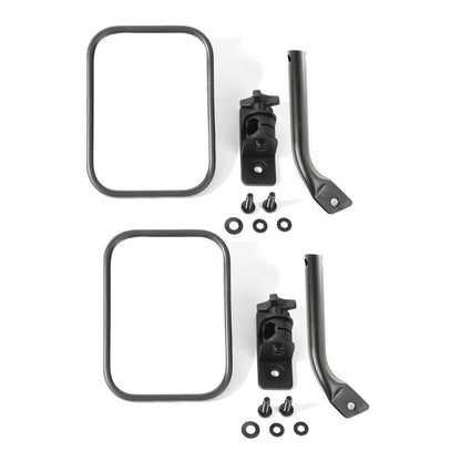 Rugged Ridge 97-18 Jeep Wrangler Textured Black Rectangular Stubby Trail Mirror Kit Rugged Ridge Exterior Trim