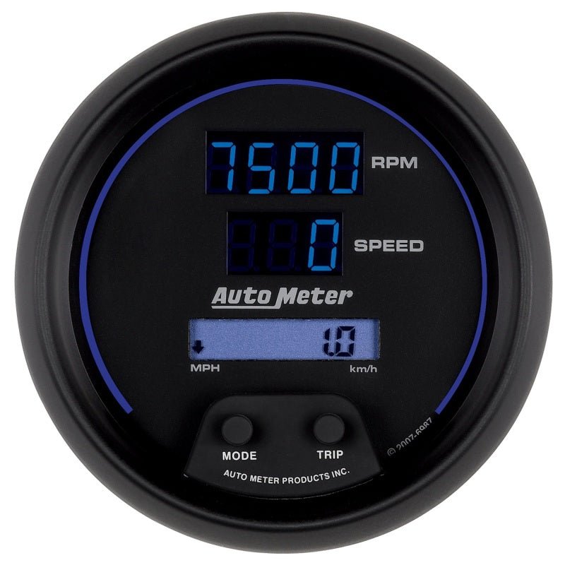 Autometer 85.7mm Black Digital 8000rpm/160mph or 260kmph Electric Tachometer/Speedometer Combo AutoMeter Gauges