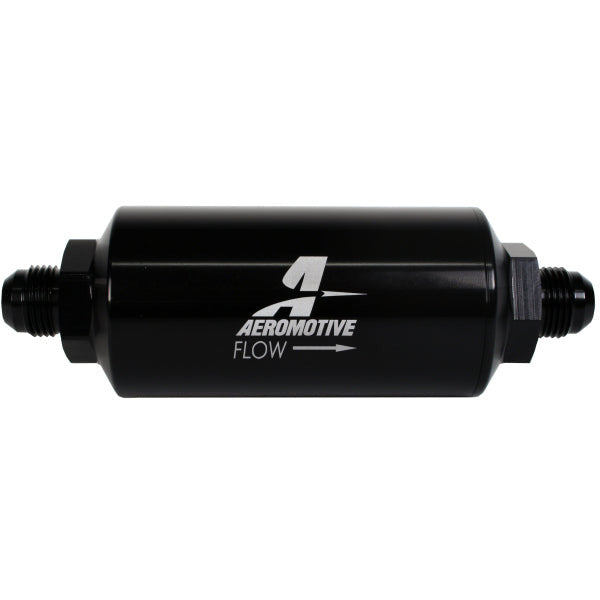 Aeromotive In-Line Filter - (AN -8 Male) 40 Micron Stainless Mesh Element Bright Dip Black Finish Aeromotive Fuel Filters