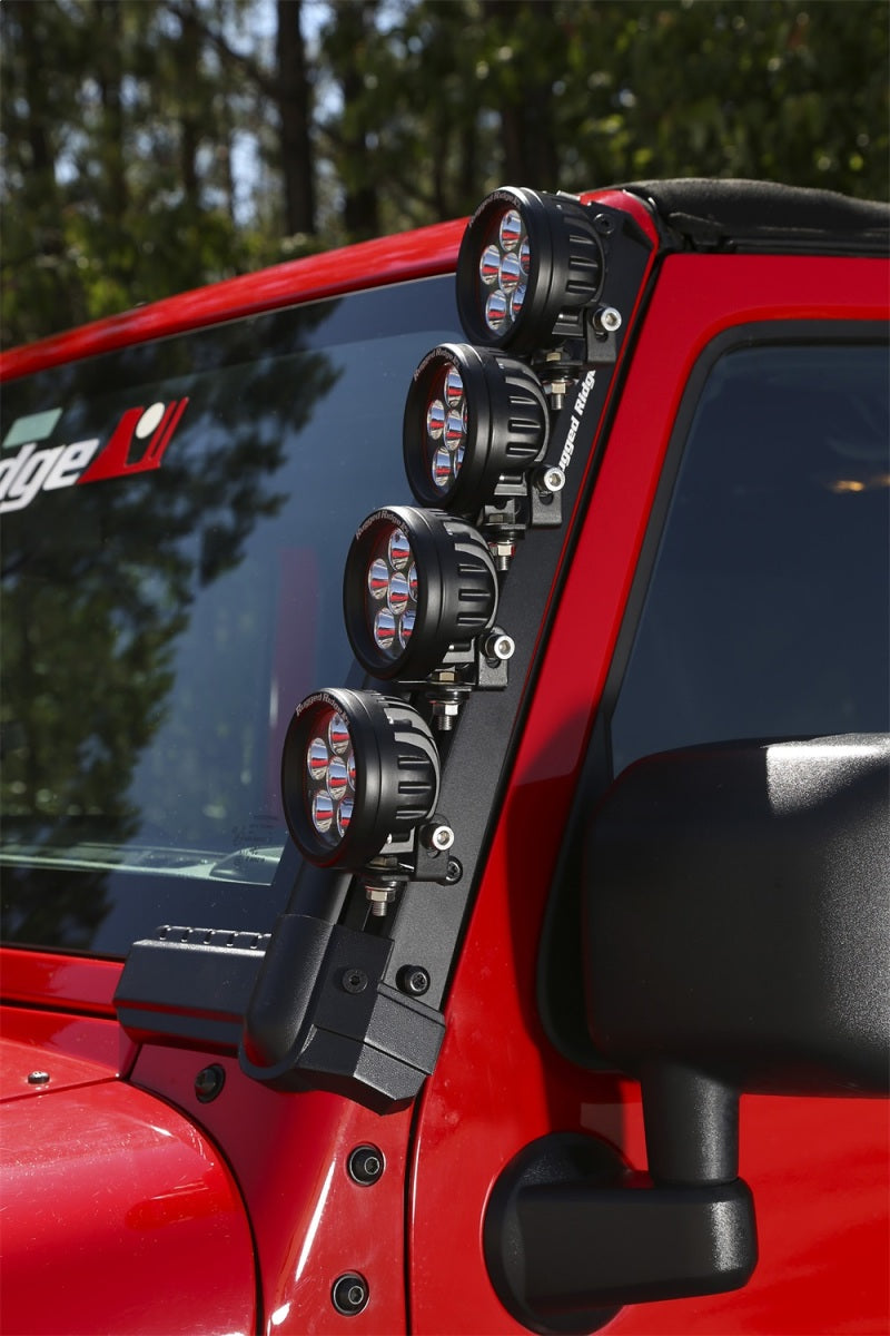 Rugged Ridge 07-18 Jeep Wrangler JK Elite Fast Track Windshield Light Bar Mount w/o Crossbar Rugged Ridge Light Mounts