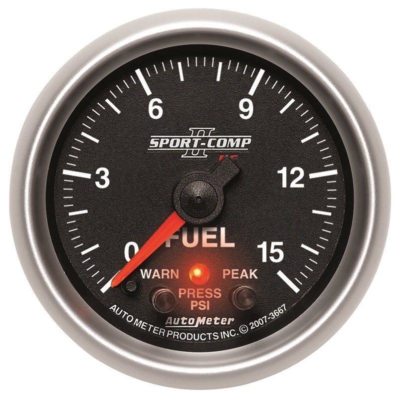 Autometer Sport-Comp II 2-1/16in 0-15 PSI Fuel Pressure Gauge AutoMeter Gauges