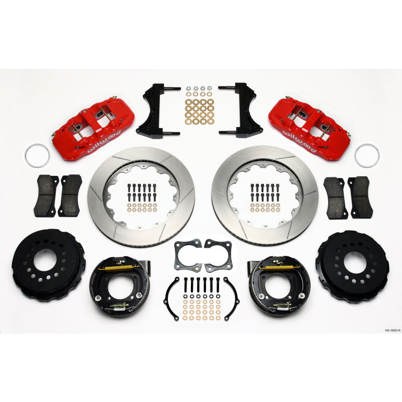 Wilwood AERO4 Rear P-Brake Kit 14.00in Red 58-64 Olds/Pontiac Ends 2.81in Offset Wilwood Big Brake Kits