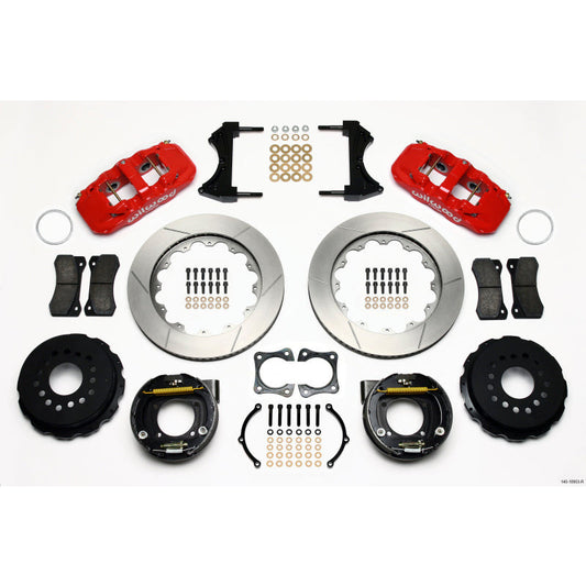 Wilwood AERO4 Rear P-Brake Kit 14.00in Red 58-64 Olds/Pontiac Ends 2.81in Offset Wilwood Big Brake Kits