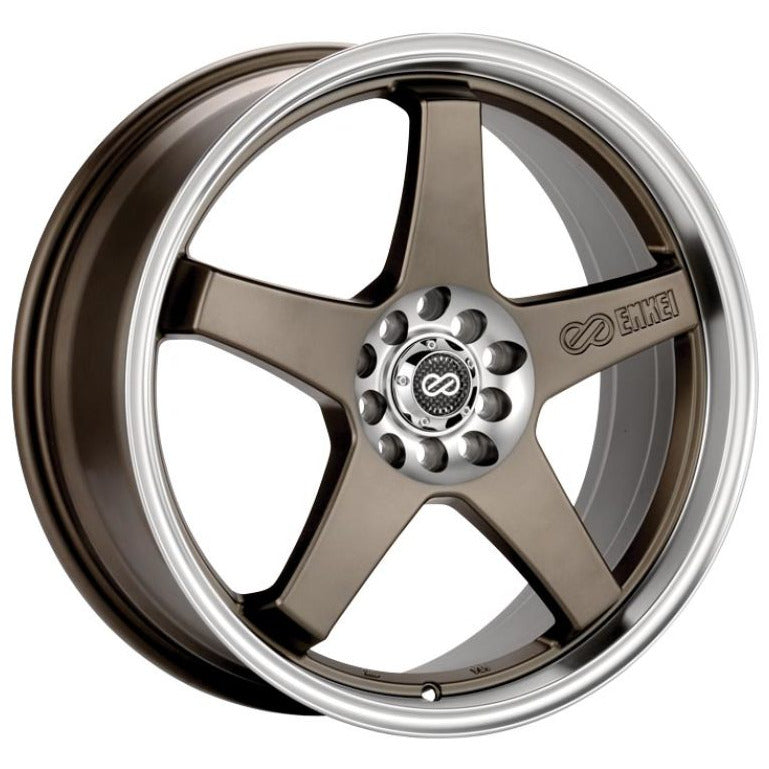 Enkei EV5 17x7 4x100/114.3 45mm Offset 72.6 Bore Diameter Matte Bronze w/ Machined Lip Wheel Enkei Wheels - Cast
