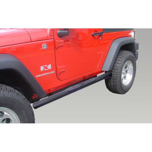 Rugged Ridge 4 1/4-In Oval Side Step Black 07-18 Jeep Wrangler JK Rugged Ridge Side Steps