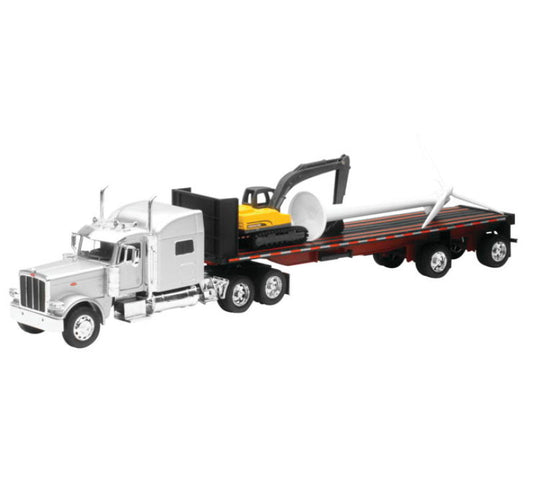 New Ray Tops Peterbilt 389 Sleeper Cab with Wind Turbine and Excavator/ Scale - 1:32