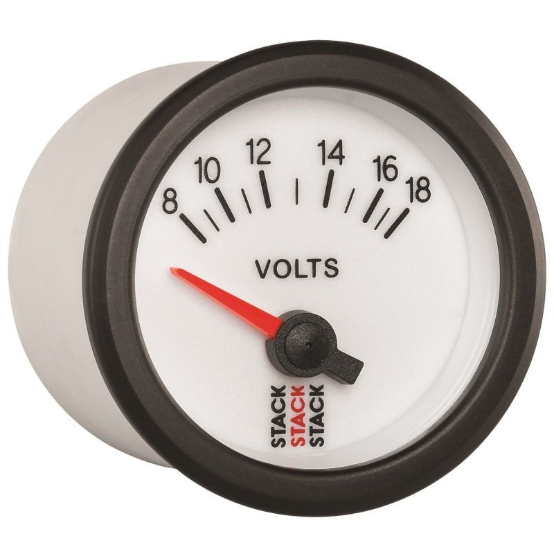 Autometer Stack 52mm 8-18V Electric Battery Voltage Gauge - White AutoMeter Gauges