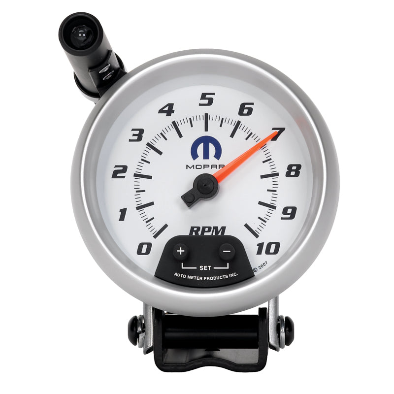 AutoMeter Gauge Tachometer 3-3/4in. 10K RPM Pedestal W/ Ext. Quick-Lite White Mopar AutoMeter Gauges