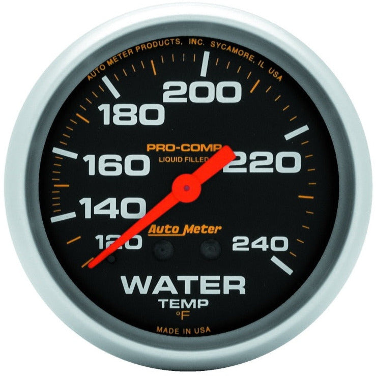 Autometer Liquid Filled Mechanical 66.7mm 120-240 deg F Water Termperature Gauge w/ 12in Tubing AutoMeter Gauges