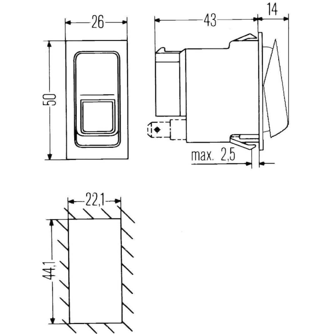 Hella Switch On/On/Off Momentary W Loc Light Hella Wiring Connectors