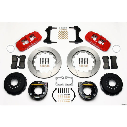 Wilwood AERO4 Rear P-Brake Kit 14.00in Red Chevy 12 Bolt-Spec 3.15in Brng Wilwood Big Brake Kits