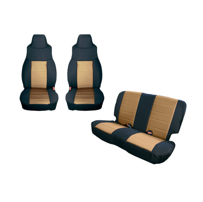 Rugged Ridge Seat Cover Kit Black/Tan 97-02 Jeep Wrangler TJ Rugged Ridge Seat Covers