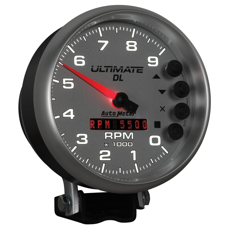 AutoMeter Gauge Tach 5in. 9K RPM Pedestal Datalogging Ultimate Dl Playback Silver AutoMeter Performance Monitors