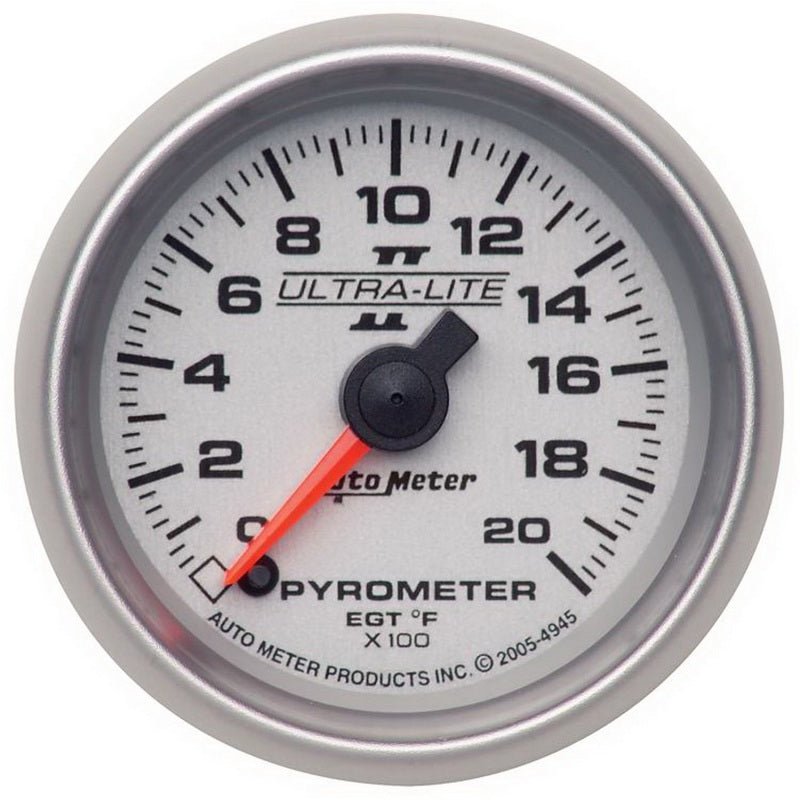 Autometer Ultra-Lite II 52mm 0-2000 Deg F Full Sweep Electric Pyrometer (EGT) Gauge AutoMeter Gauges