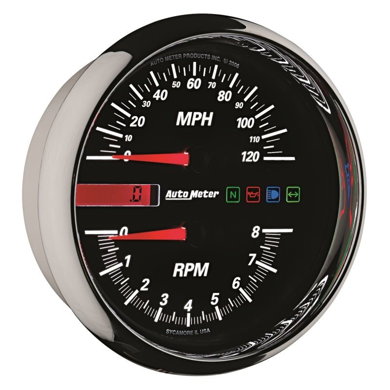 Autometer Pro-Cycle Gauge Tach/Speedo 4 1/2in 8K Rpm/120 Mph Black AutoMeter Gauges