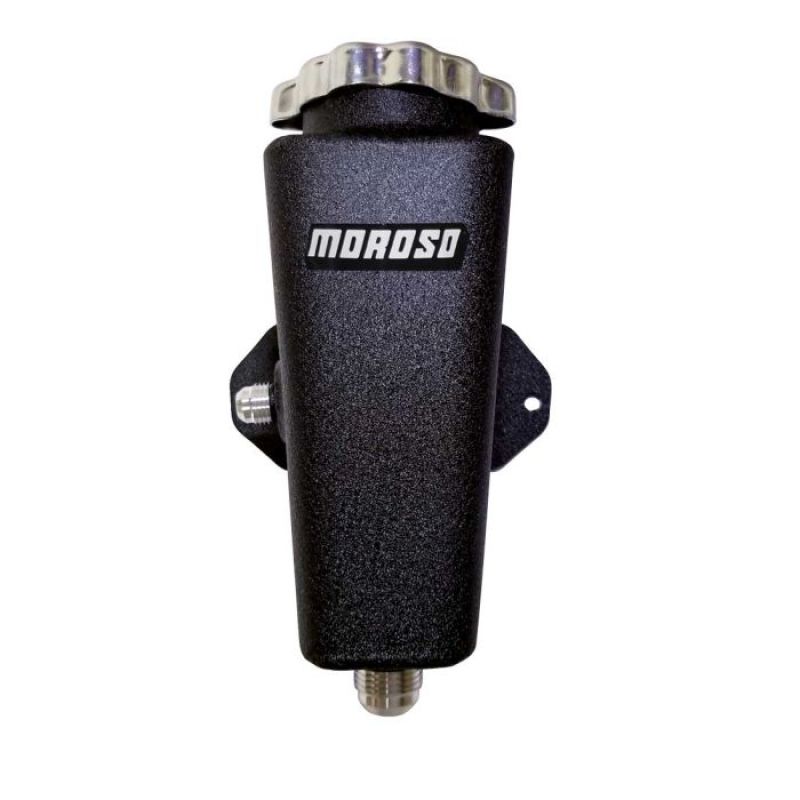 Moroso Universal Left 6AN In/10AN Out Power Steering Tank - Black Powder Coat