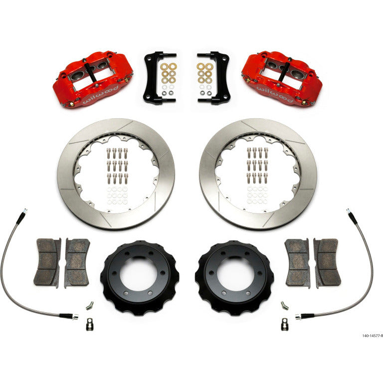 Wilwood Narrow Superlite Red 6R Front Kit 12.88in Slotted Rotor w/ Lines 05-15 Toyota Tacoma Wilwood Big Brake Kits