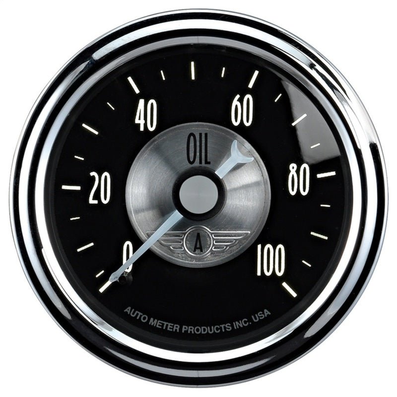 Autometer Prestige Series Black Diamond 2-1/16in 0-100 PSI Mechanical Oil Pressure Gauge AutoMeter Gauges