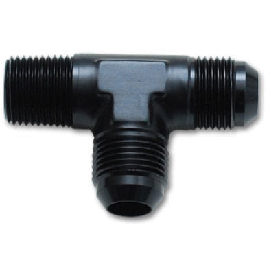 Vibrant -8AN x 3/8in NPT Flare to Pipe On Run Tee Adapter Fitting - Aluminum Vibrant Fittings