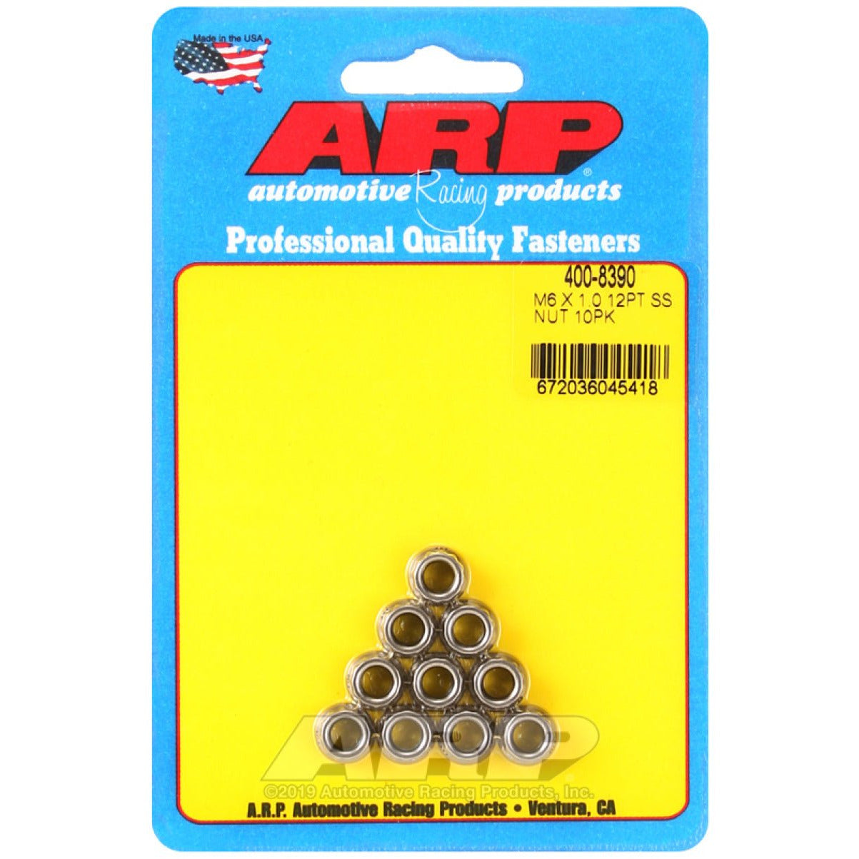ARP M6 X 1.00 (M8 wr) Stainless Steel 12pt Nut Kit (Pack of 10) ARP Hardware Kits - Other