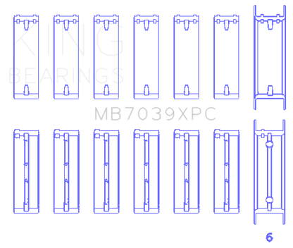 King BMW M20/M50 2.0L/2.5L/2.7L Crankshaft Main Bearings Set - 7 Pairs Coated