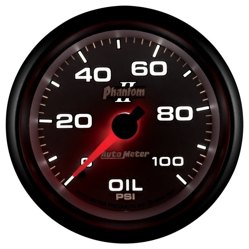 Autometer Phantom II 2-5/8in 100 PSI Mechanical Oil Pressure Gauge AutoMeter Gauges