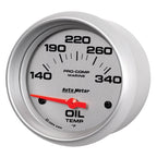 Autometer Marine Silver Ultra Lite Electric Oil Temperature Gauge 2-5/8in 140-300 Deg F AutoMeter Gauges