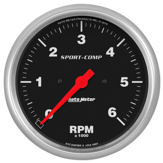 AutoMeter Sport-Comp 5in. 0-6K RPM In-Dash Tachometer Gauge AutoMeter Gauges