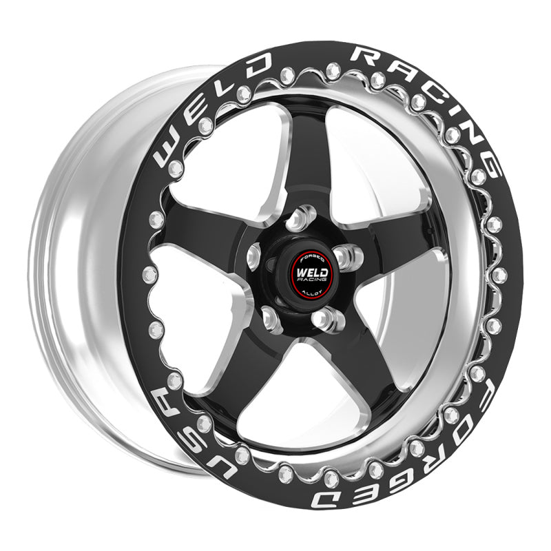 Weld S71 15x12.33 / 5x4.75 BP / 3.5in. BS Black Wheel (Low Pad) - Black Single Beadlock MT