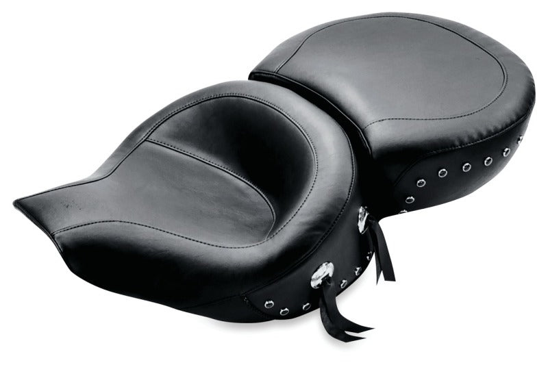 Mustang 94-96 Harley Road King Standard Touring 1PC Seat w/Black Pearl Studs - Black